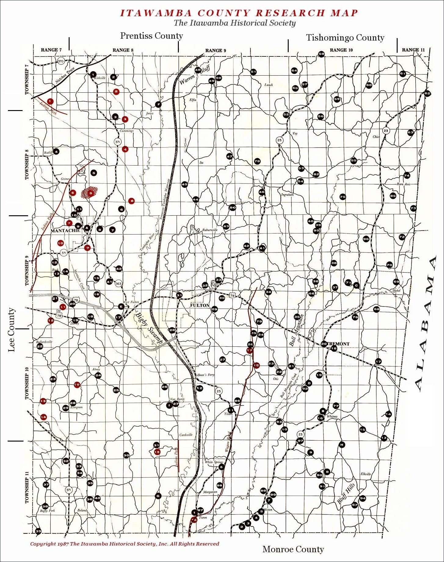 Research Map of Itawamba County, Mississippi